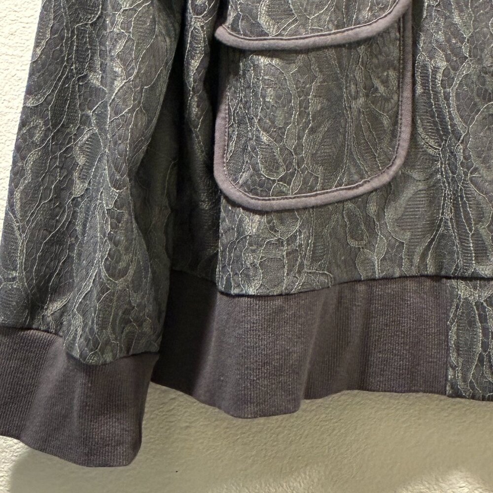EVY'S TREE The Fiona Lace Gray Zip Front Bomber Style Long Sleeve Jacket 1X - Picture 6 of 13